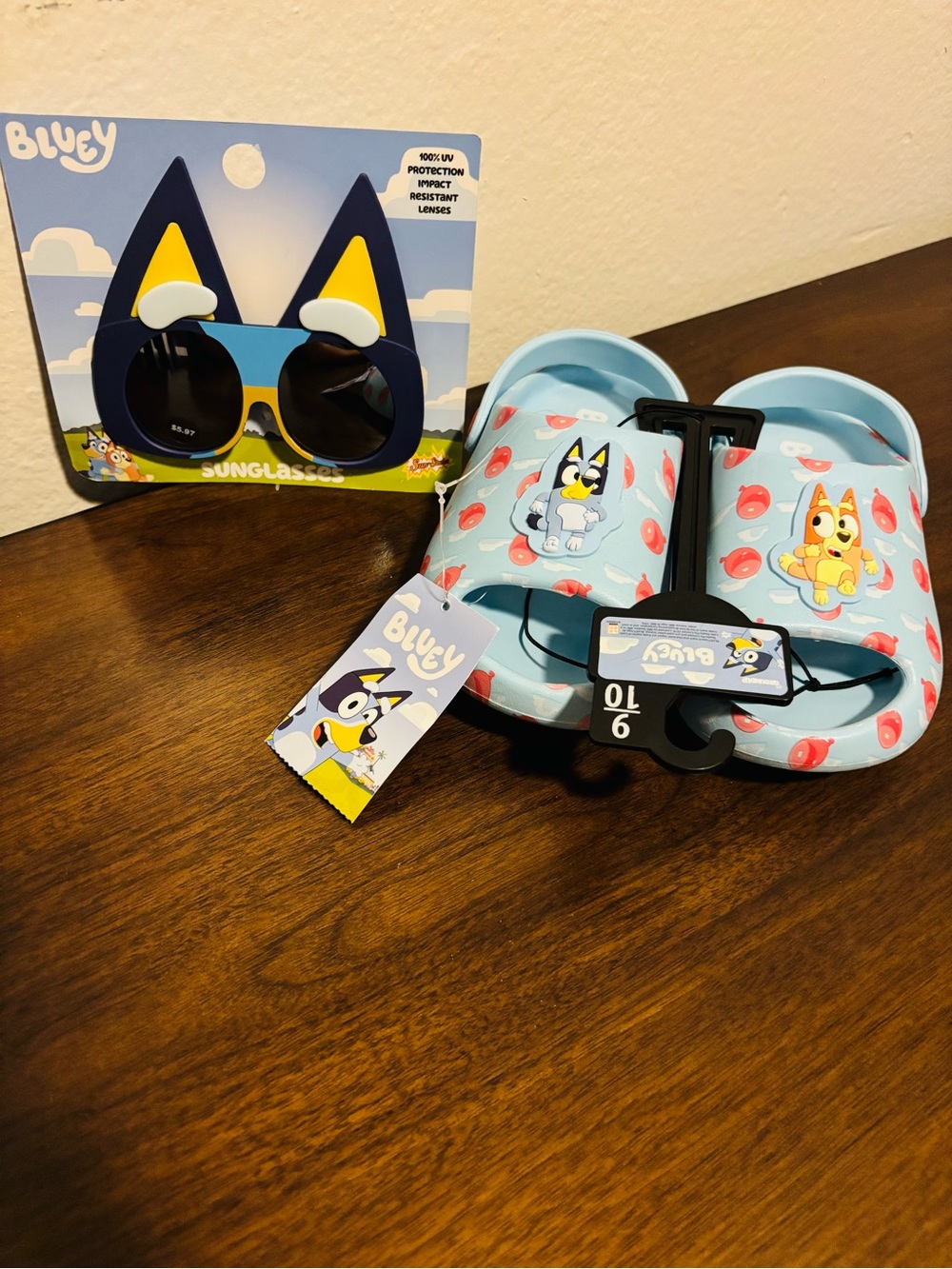 Bluey Kids Light Blue Slip-On Sandals with Sunglasses Set